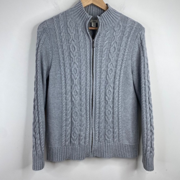 LL BEAN Cardigan LP Cable Knit Zip 100% Cotton Coastal Preppy Gorpcore Fisherman - Picture 10 of 10